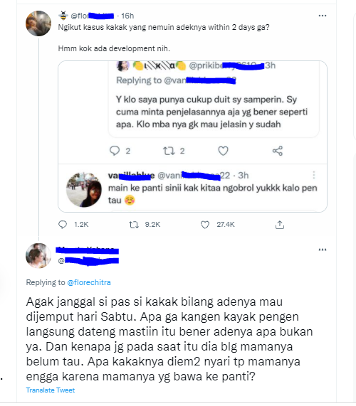 Tangkapan layar perbincangan netizen mengenai adik viral, lima tahun hilang, ditemukan dalam dua hari berkat Twitter.