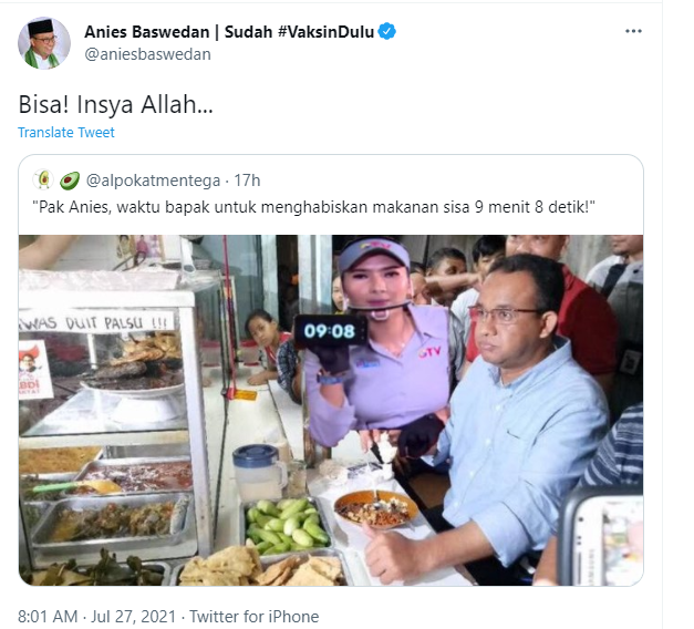 inilah meme Gubernur DKI, Anies Baswedan sedang makan di warteg.