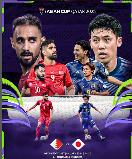 link live streaming pertandingan antara Bahrain VS Jepang pada babak 16 besar dalam ajang AFC Asian Cup Qatar 2023