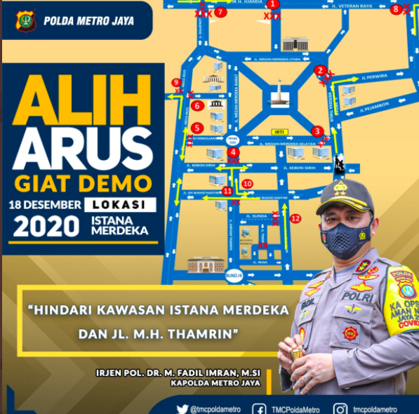 12 Titik Pengalihan Arus karena Demo 1812 Hari Ini di Jakarta, 18 Desember 2020