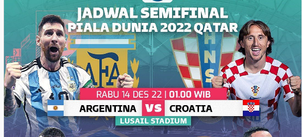 Berikut jadwal siaran langsung Argentina vs Kroasia di semifinal Piala Dunia 2022.
