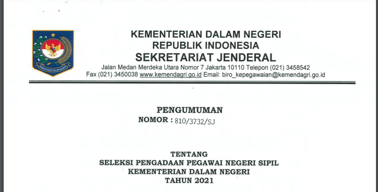 Download Format Surat Lamaran Cpns 2021 Kemendagri Lengkap Dengan Surat Pernyataannya Jurnal Garut