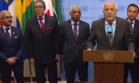 Para menteri Liga Arab  disela Sidang ke 78 PBB di New York, memberikan pernyataan sikap terhadap penyerbuan warga Yahudi ekstrimis dibantu keamanan Israel yang menyerbu Masjid Al Aqsa.