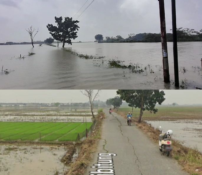 Perbedaan sebelum dan setelah terjadinya banjir di Kp.Cangkring.