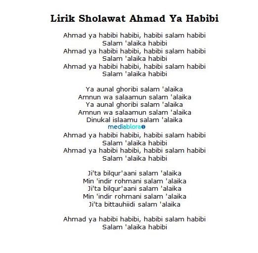 Lirik Sholawat Ahmad ya Habibi Lengkap Teks Latin, Cek Disini - Halaman 2