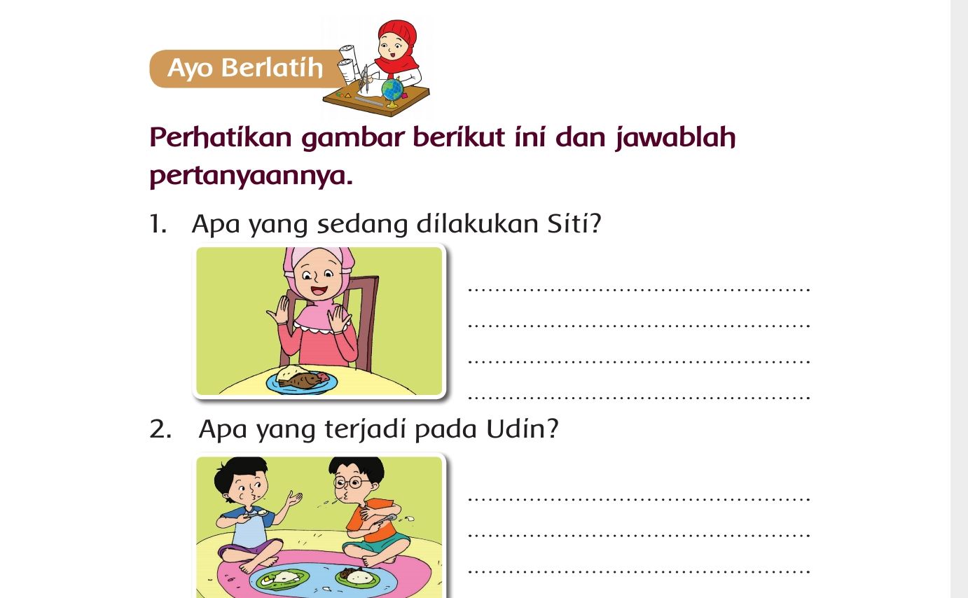 Kunci Jawaban Buku Tematik Kelas 1 SD/ MI Tema 8 Aturan Saat Makan Hal 113