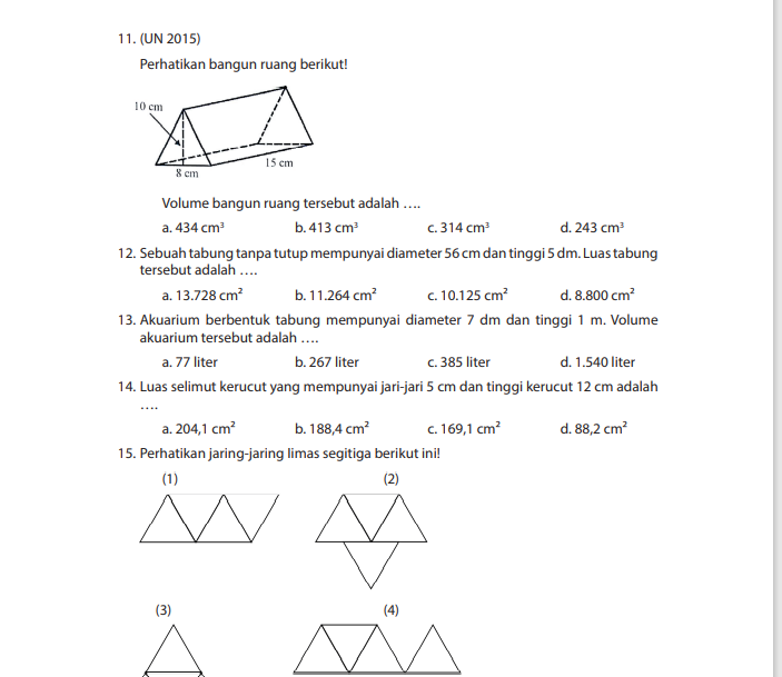 Kunci Jawaban Latihan Soal Akhir Semester 2 Pat Matematika Kelas 6 Sd Mi Halaman 195 Bangun Ruang Banjarnegaraku