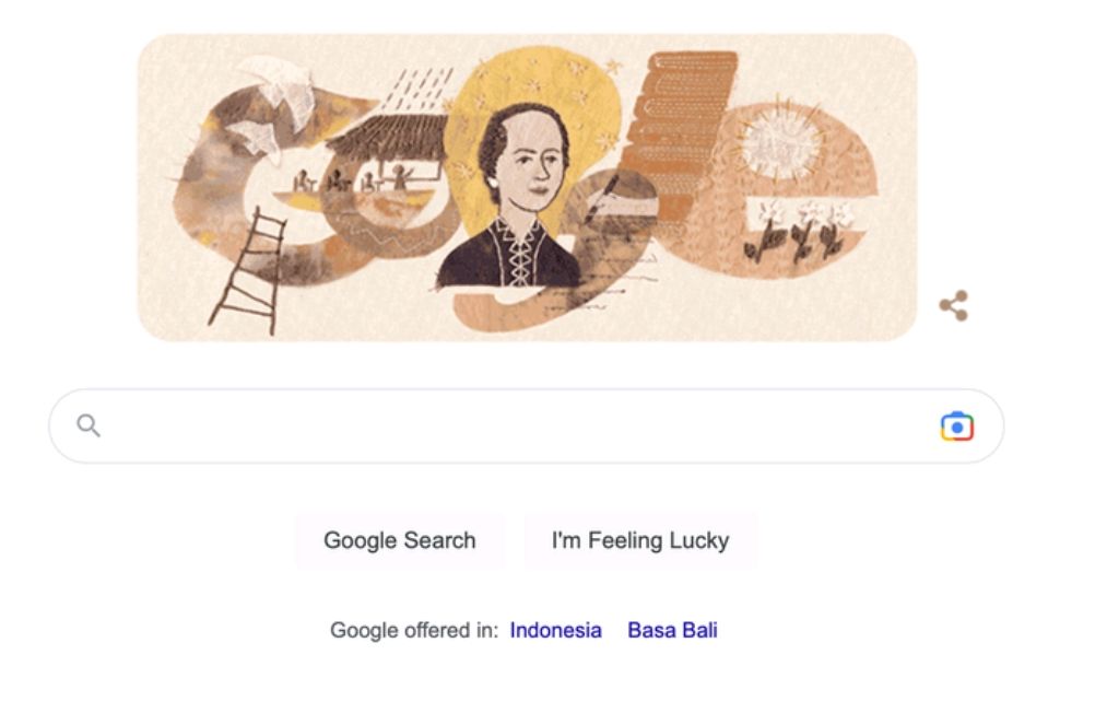 Google Doodle hari ini, ilustrasi gambar Lasminingrat tokoh emansipasi pendidikan dari Garut.
