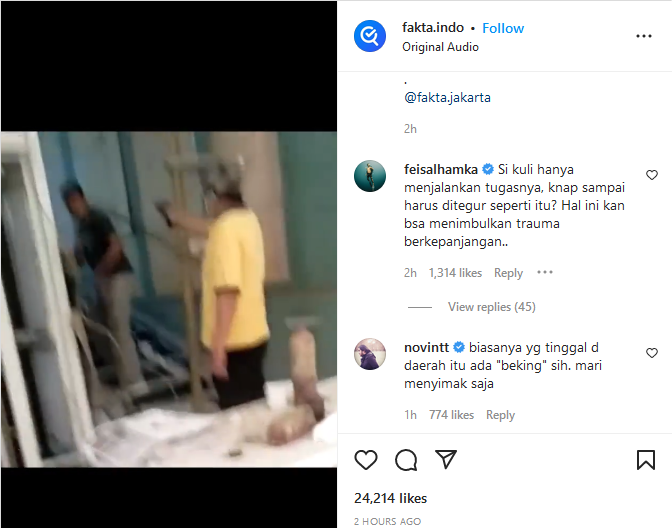 Tangkapan layar video viral pria menodongkan pistol ke kuli bangunan.