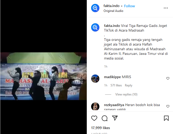 Unggahan video viral 3 remaja joget TikTok di madrasah.