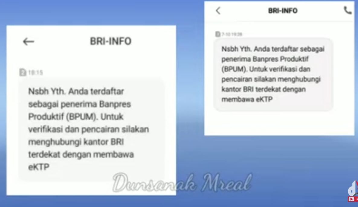 bukti SMS dari bank BRI bukan hoaks segera login eform.bri.co.id/bpum
