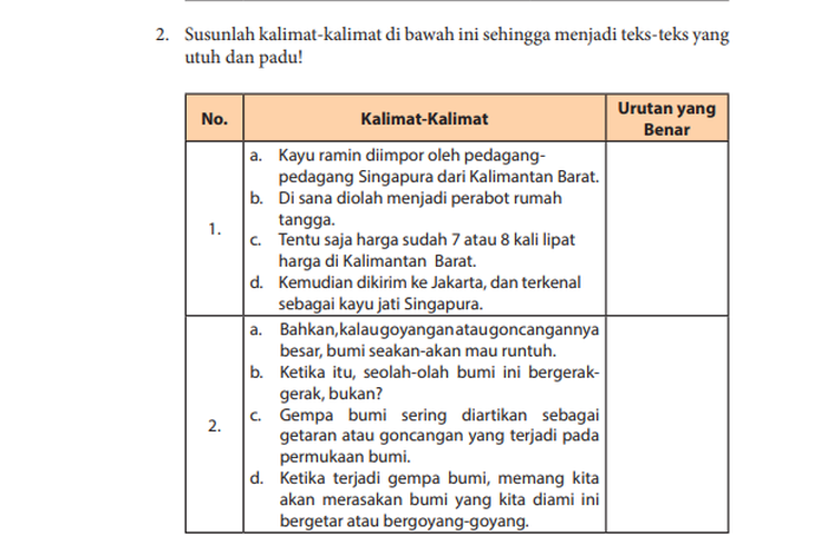 Kunci Jawaban Bahasa Indonesia Kelas 11 SMA Halaman 69, Susunan Kalimat ...