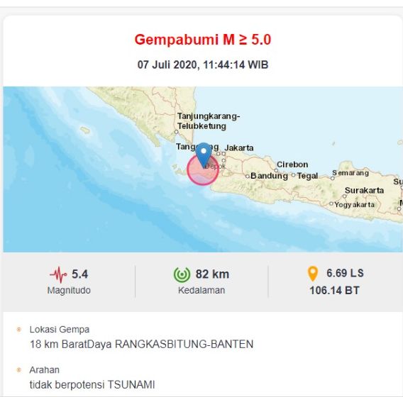 Gempa Bumi Sangat Terasa Di Jakarta Pusat Gempa Berada Di Lebak Banten Media Blitar