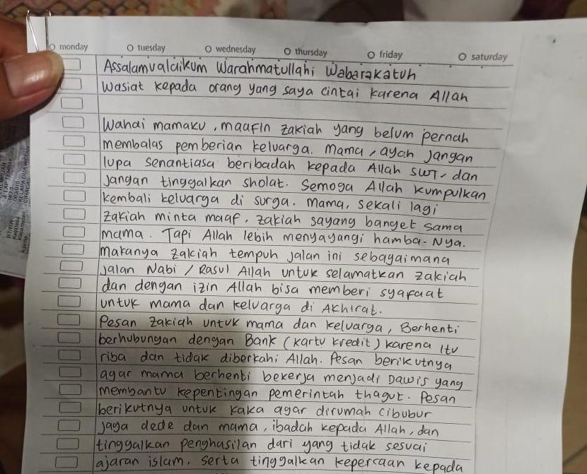 Begini Isi Wasiat Yang Ditinggalkan Terduga Teroris Penyerangan Mabes Polri