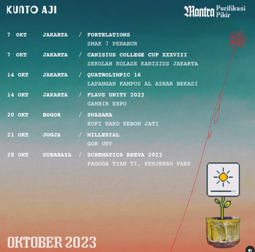 Jadwal Konser Kunto Aji Oktober 2023 di Jakarta, Jogja, Bogor, Surabaya Lengkap Info Lokasi Manggung