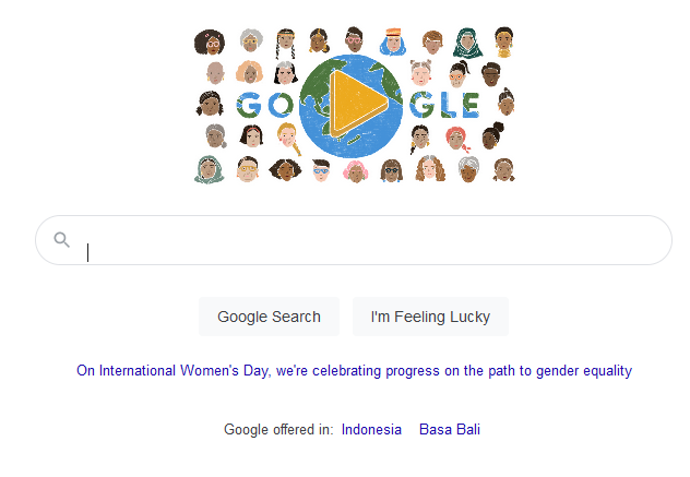 Google memperingati Hari Perempuan Internasional.