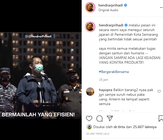 Teguran Keras Hendrar Prihadi untuk Kasatpol PP Semarang yang Asal Semprot Warung: Sampaikan dengan Santun!