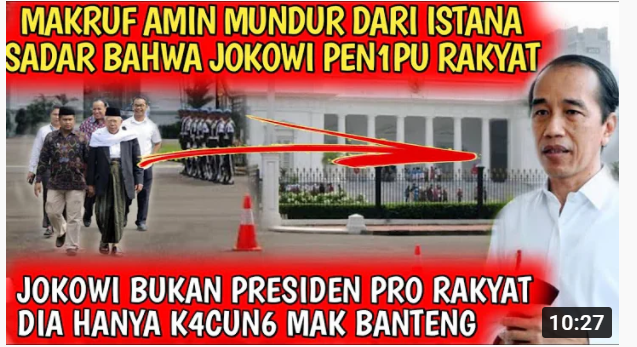Thumbnail Video yang Mengatakan Bahwa Wapres  Ma'ruf Amin Mundur dari Istana karena Sadar Telah Dipermalukan Presiden Jokowi