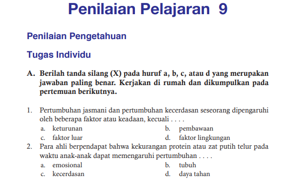 Kunci Jawaban PJOK Kelas 7 Halaman 284 Penilaian Pelajaran 9 Pilihan Ganda, Perkembangan Tubuh Remaja - Ringtimes Bali - Halaman 4
