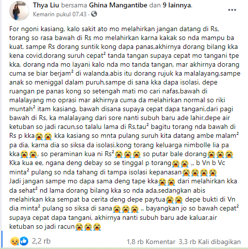 Sebuah postingan status milik akun facebook Thya Liu mendadak viral di media sosial dan menyita perhatian warganet Sulawesi Utara (Sulut).
