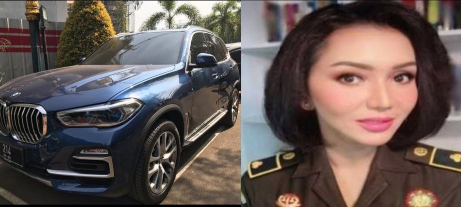 Kolase foto Jaksa Pinangki dan mobil mewah BMW yang kini disita oleh Kejagung dan sudah digeledah hari ini, Selasa, 1 September 2020.