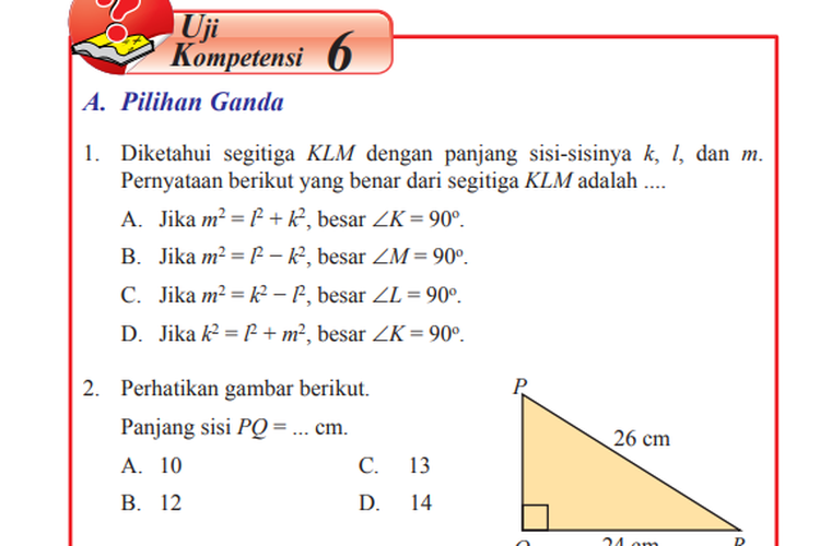 Diketahui segitiga klm dengan panjang sisi-sisinya k, l, dan m. pernyataan berikut yang benar dari s