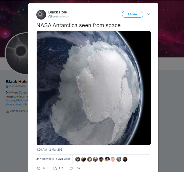 penampakan Benua Antartika yang terlihat dari luar angkasa hoax