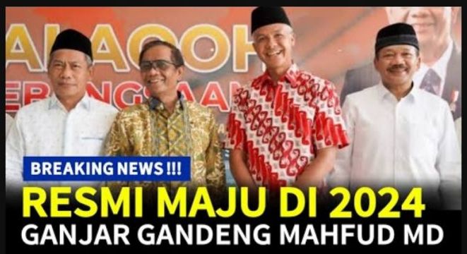Thumbnail video yang menarasikan Menko Polhukam Mahfud MD ditetapkan jadi calon wakil presiden mendampingi Ganjar Pranowo.