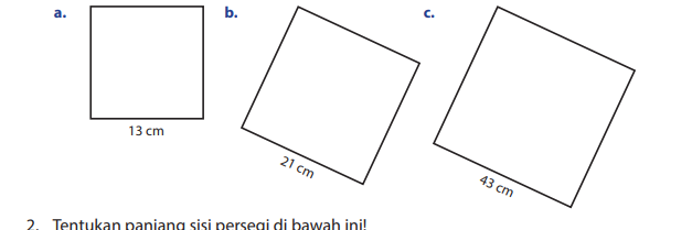 Kunci jawaban Matematika kelas 4 SD MI halaman 115 dan 116 tentang menentukan keliling persegi.