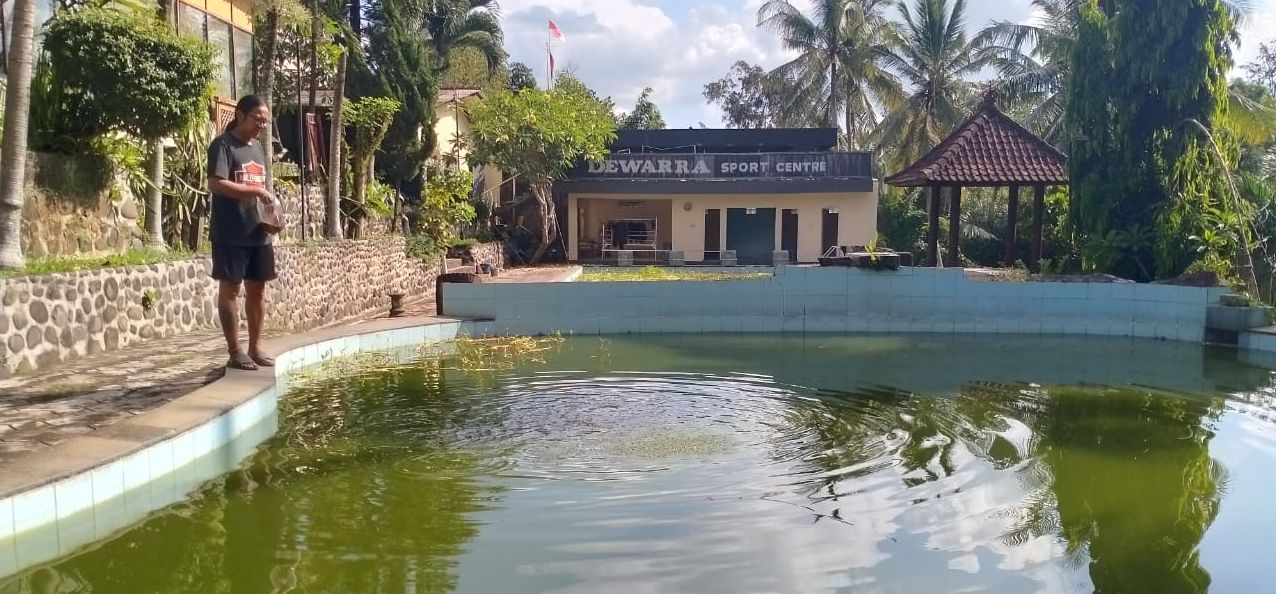 Kolam renang Gor Dewara Tabanan yang sulap jadi lokasi budidaya ikan. 