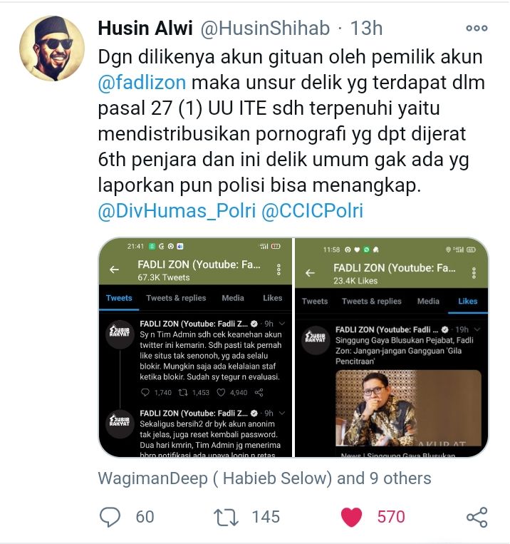 Tangkapan layar twitter @HusinShihab