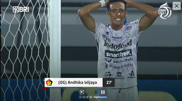 Cuplikan video OG yang dilakukan Andhika Wijaya pada pertandingan melawan Persik Kediri di BRI Liga 1 kemarin