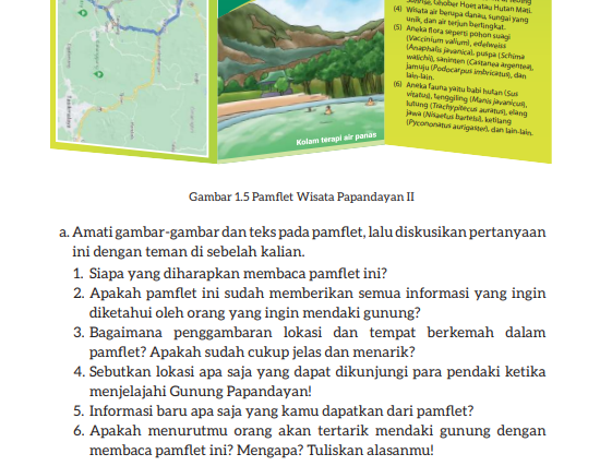 Berikut kunci jawaban Bahasa Indonesia Kurikulum Merdeka kelas 7 halaman 17 18 Kegiatan 6 Menilai Pamflet Wisata.