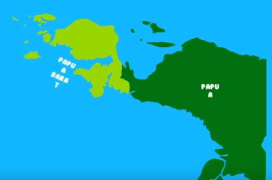 Peta Pulau Papua. Pembahasan kodisi geografis dan bentang alam pulau Papua berdasarkan peta mulai dari luas, nama gunung, pantai hingga lembah