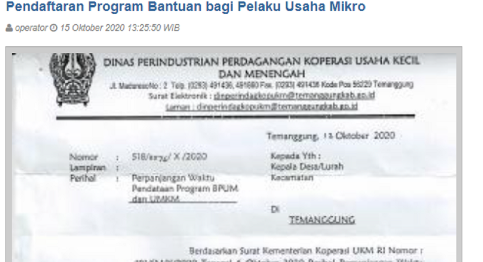 Cara Membuat Sku Online Surat Keterangan Usaha Buat Daftar Blt Umkm Bpum Rp2 4 Juta Disini Semarangku