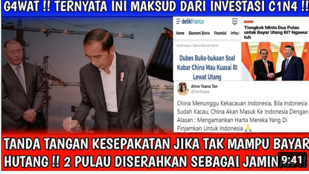 Thumbnail video yang mengatakan bahwa China berniat kuasai Indonesia lewat utang