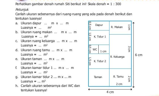 Asyik Mencoba Mencari Ukuran Sebenarnya Pada Gambar Rumah Siti, Berikut Kunci Jawaban Halaman 113