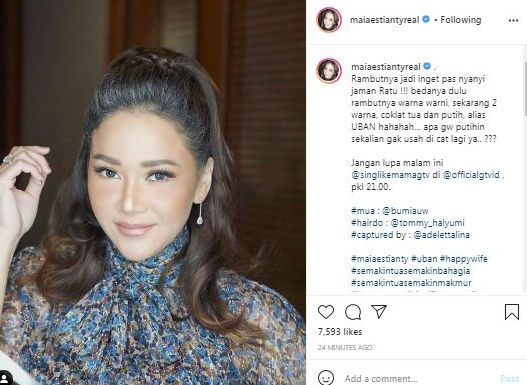 Tampil Cantik dan Anggun Maia Estianty Unggah Foto di Akun Instagramnya: Inget Pas Nyanyi Jaman Ratu !!!
