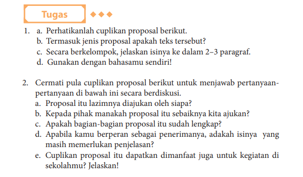 soal essay teks proposal kelas 11