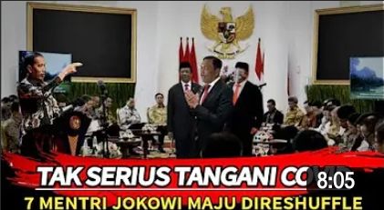 Thumbnail video yang mengatakan Presiden Jokowi reshuffle 7 menteri karena dianggap tak serius tangani Covid-19