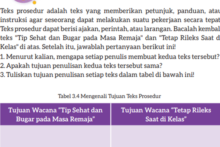 Kunci Jawaban Bahasa Indonesia Kelas 7 Halaman 81 Kegiatan 5 Tabel 3.4 ...