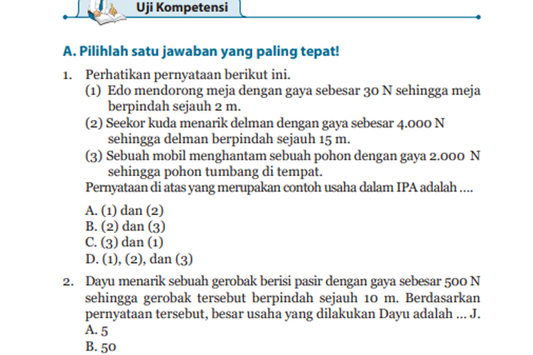 Kunci Jawaban IPA Kelas 8 Halaman 99 100 101, Uji Kompetensi Bab 2 ...