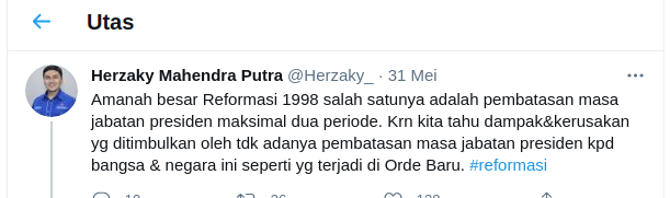 Hasil tangkap layar akun Twitter Herzaky Mahendra Putra