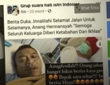 Hoaks berita Anang Hermansyah meninggal.