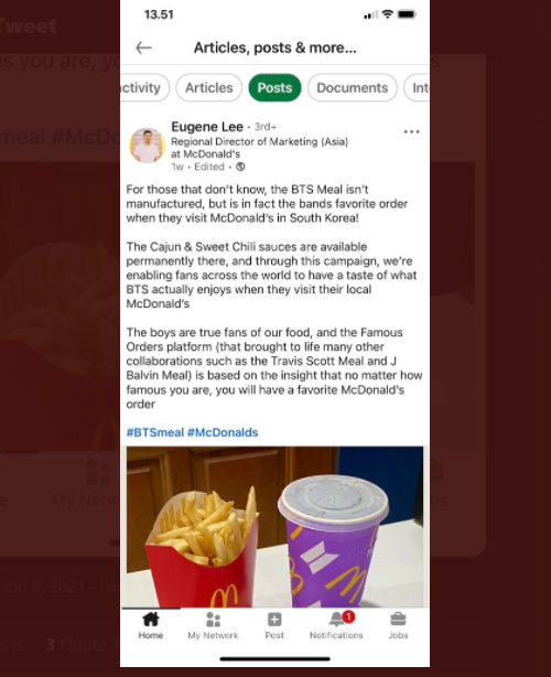 Tangkapan layar Direktur Pemasaran Regional McDonald's Asia