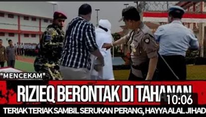 Thumbnail video yang mengatakan Habib Rizieq bentrok di tahanan dan serukan perang