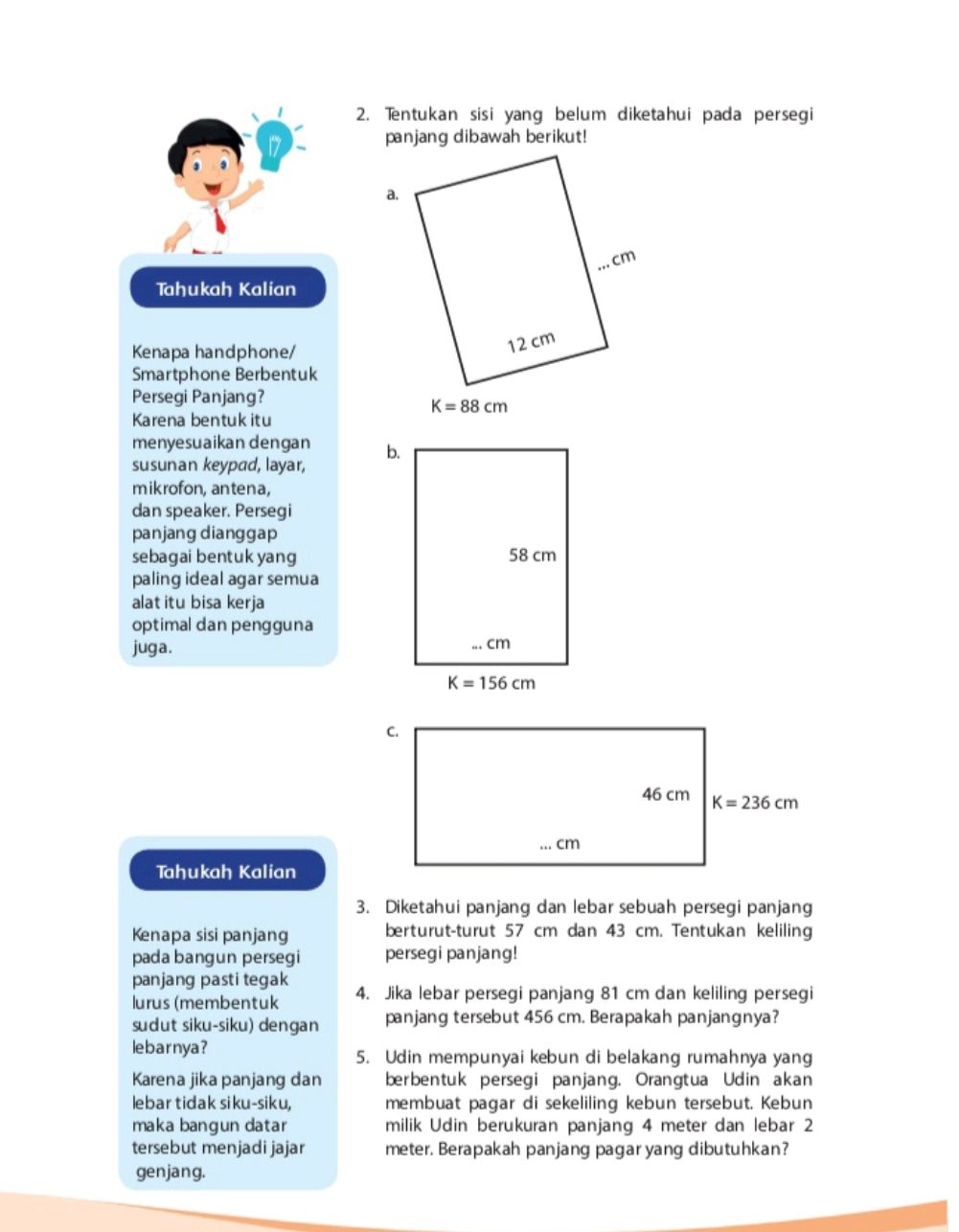 Kunci Jawaban Matematika Kelas 4 SD Halaman 120 untuk Menentukan Sisi, Keliling dan Panjang Persegi Panjang
