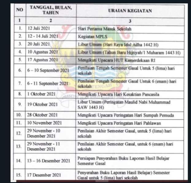Kalender Pendidikan Jawa Tengah