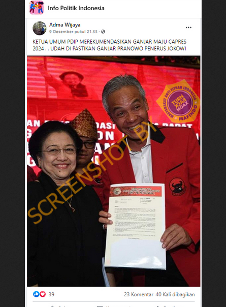 Unggahan hoaks seputar Megawati dan Ganjar Pranowo.