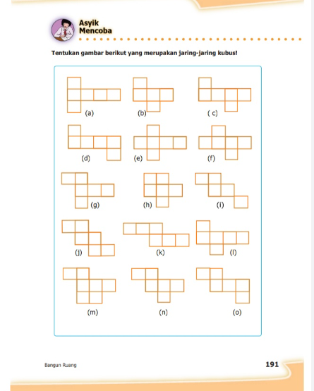 Kunci Jawaban Matematika Kelas 5 SD Halaman 191: Menentukan Gambar yang Termasuk Jaring-jaring Kubus
